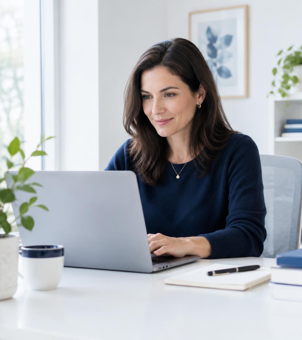 Professional completing an online course on a laptop